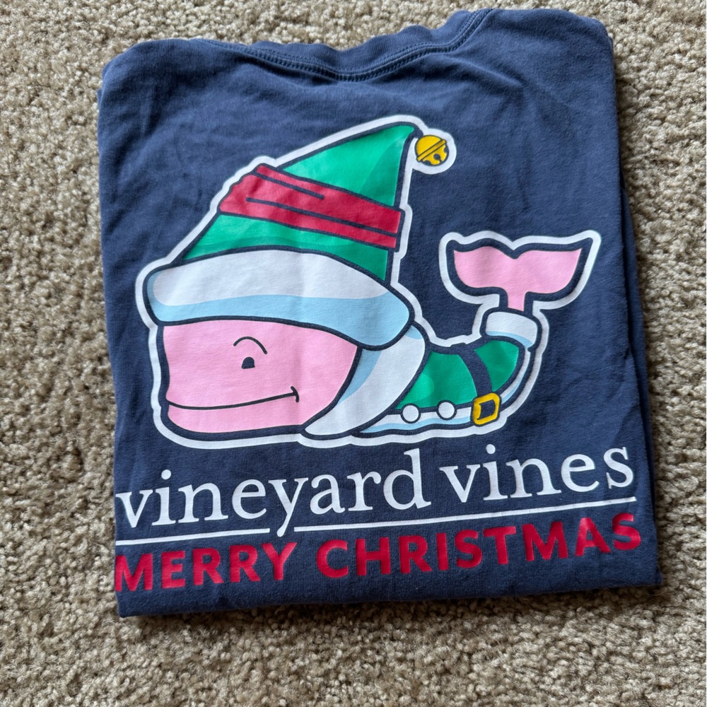 Christmas Vineyard Vines Navy Cotton T-Shirt